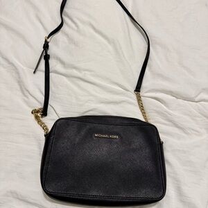 Michael Kors Black Crossbody with Gold Accents